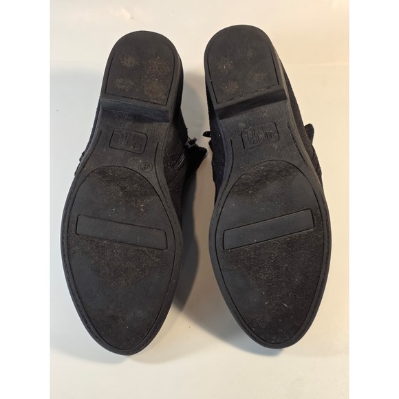 Time and Tru Womens Sz 8 Black Faux Suede Ankle Bootie Boots Block Heel Side Zip - Picture 8 of 9